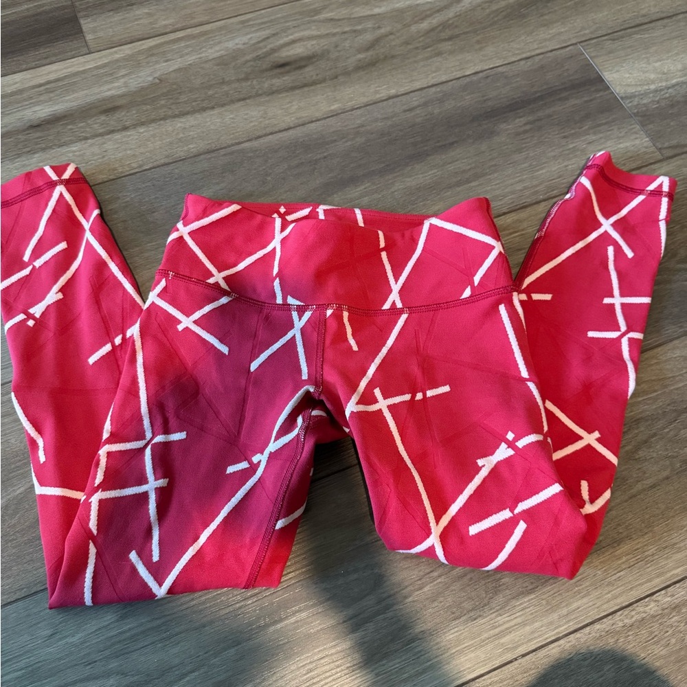 Red and White Patterned Leggings for Versatile Style